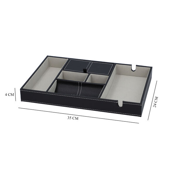 Schreibtisch Organizer mit 6 F&auml;chern, Smartphone und Brillenfach, Schwarz image number 3