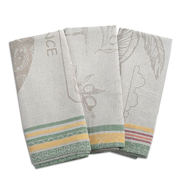 LIVMORE Set aus 3 Jacquard gewebten K&uuml;chenhandt&uuml;chern, 50x70cm, Beige Gelb image number 7