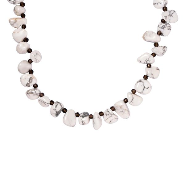Wei&szlig;e Howlit und Rauchquarz-Halskette, 50 cm - 253 ct.