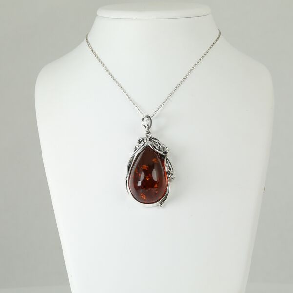 LIMITIERTE AUFLAGE Nat&uuml;rlicher Baltischer Bernstein Anh&auml;nger 925 Silber Schwarz oxidiert image number 0