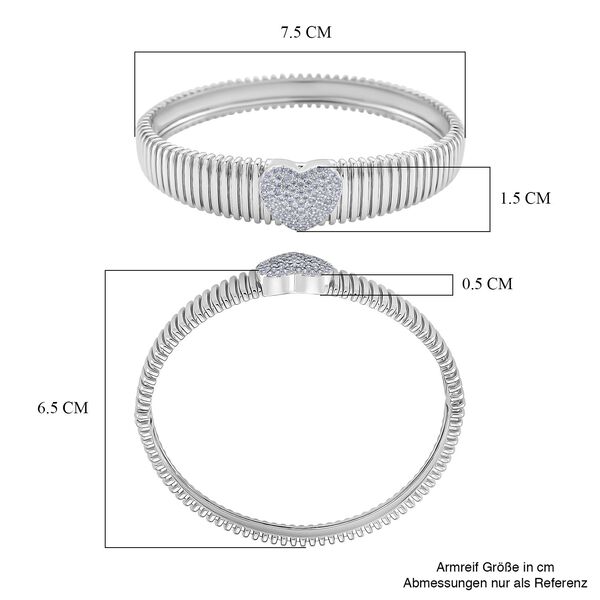 Wei&szlig;er Zirkonia Armreif ca. 19 cm Nickelfreies Messing, silberfarben image number 6