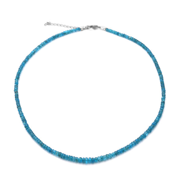 Neon Apatite Halskette ca. 45 cm lange 925 Silber Rhodiniert ca. 42.50 ct