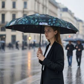 Sturmfester Poket-Regenschirm mit Van Gogh print, leichtgewicht 261gr, mit UV-Schutz  91cm, Glasfaser rahmen, Wildrosen