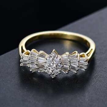 LUXURIANT SI-GH Labor Diamant Ballerina Ring, 925 Silber 750 Gelbgold Vermeil - 0,50 ct.