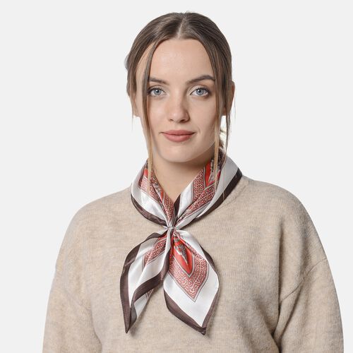 LA MAREY - Unisex 100% natürlicher Maulbeerseiden Foulard, Paisleymuster, Rot image number 0