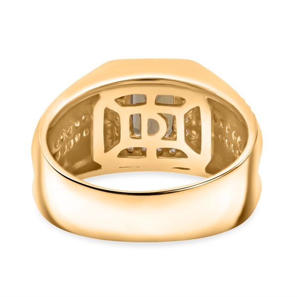 D'Joy Natürlicher goldener Tansanit, Weißer Zirkon Ring 925 Silber 750 Gelbgold Vermeil (Größe 17.00) ca. 1,68 ct image number 5