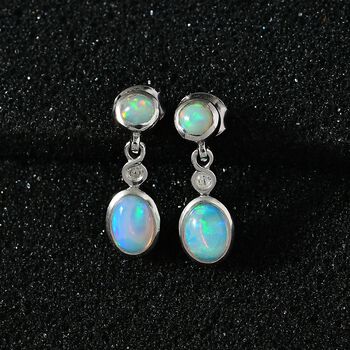 AA nat&uuml;rliche, &auml;thiopische Welo Opal und Zirkon-Ohrringe - 1,55 ct.