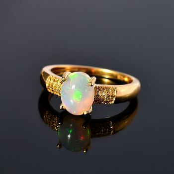 Nat&uuml;rlicher, &auml;thiopischer Welo Opal und gelber Diamant-Ring - 1,30 ct.
