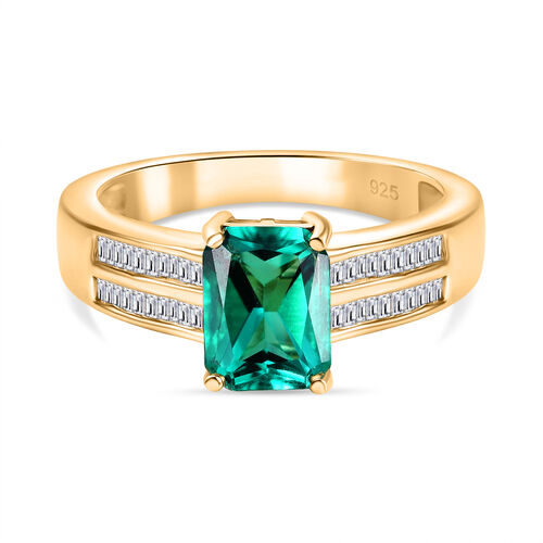 AAA Socoto Smaragd, Weißer Diamant Ring 925 Silber 750 Gelbgold Vermeil (Größe 17.00) ca. 1,95 ct image number 0