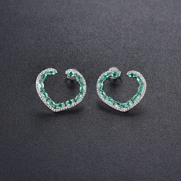 AAA Kagem sambische Smaragd und Zirkon-Ohrringe- 1,52 ct. image number 1