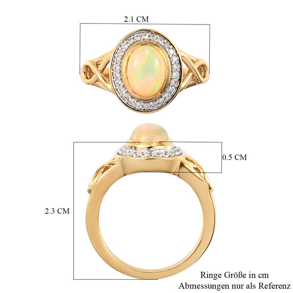 Nat&uuml;rlicher &Auml;thiopischer Opal und Zirkon Ring 925 Silber vergoldet  ca. 1,08 ct image number 7
