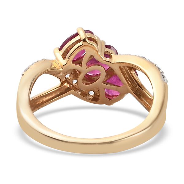 Fissure gef&uuml;llt Rubin und Zirkon Ring 925 Silber 585 Vergoldet image number 6
