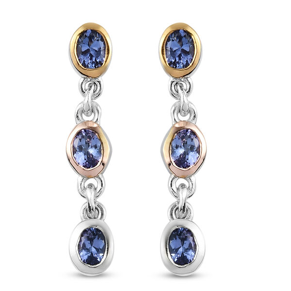 Tansanit-Ohrh&auml;nger, 925 Silber dreifarbige Beschichtung ca. 1,07 ct&nbsp;