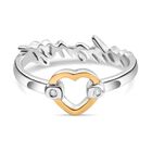 GP Amore Kollektion - Kanchanaburi Blauer Saphir, Weißer Diamant Ring 925 Silber Rhodiniert und 750 Gelbgold Vermeil (Größe 20.00) ca. 0.05 ct