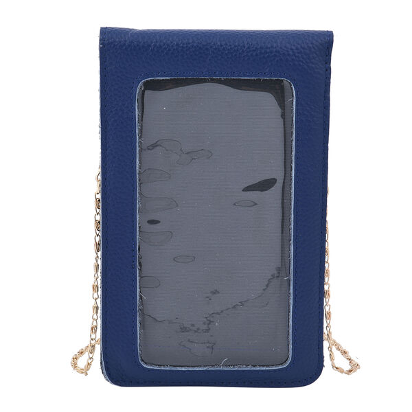 SENCILLEZ: 100% echtes Leder Crossbody Handytasche, Gr&ouml;&szlig;e 12x1x18 cm, Dunkelblau image number 3