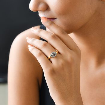 AAA Turkizit und wei&szlig;er Zirkon-Ring - 1,09 ct.