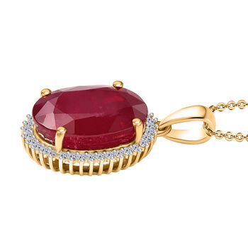 LUXURIANT - AA Niassa Rubin, Lab Grown Diamant Schmuckset ca. 50 cm 925 Silber 750 Gelbgold Vermeil ca. 20,84 ct.