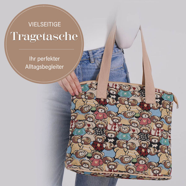 Vielseitige Tragetasche mit Teddybär-Muster, 38x13x33cm image number 2