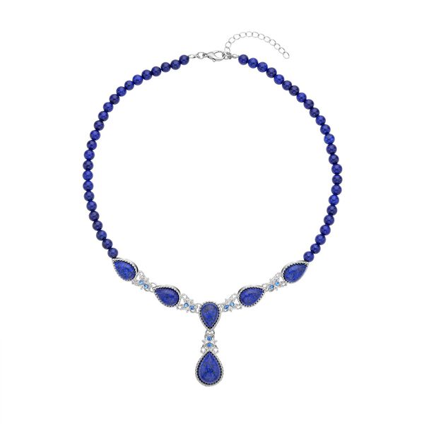 Lapislazuli und blaue Kristall Halskette,45 cm - 164 Ct. image number 0