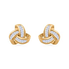 LUXURIANT SI-GH SGL zertifizierte Labor Diamant Liebesknoten Ohrringe, 925 Silber 750 Gelbgold Vermeil - 0,25 ct.
