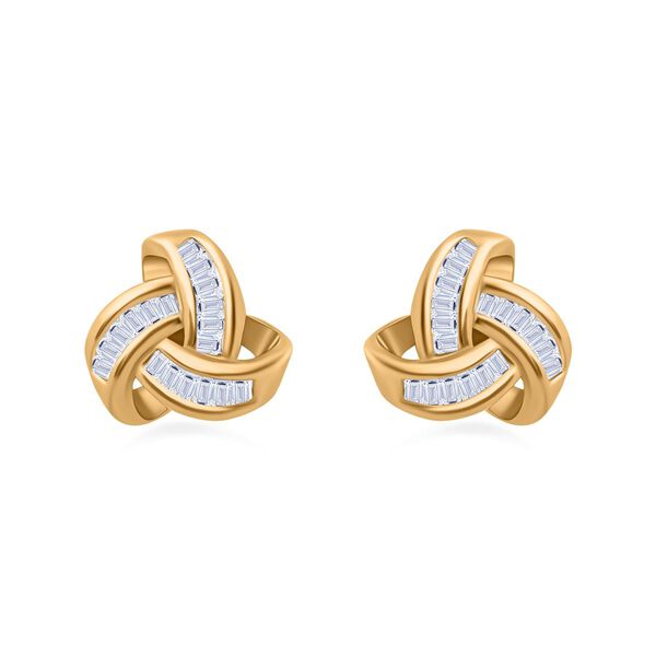 LUXURIANT SI-GH SGL zertifizierte Labor Diamant Liebesknoten Ohrringe, 925 Silber 750 Gelbgold Vermeil - 0,25 ct. image number 0