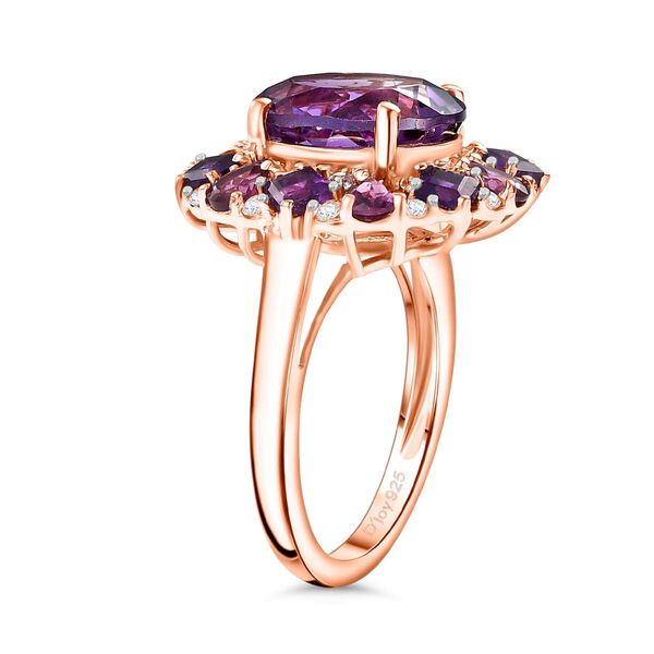 AAA Rose De France Amethyst, AA afrikanischer Amethyst, Rhodolith Granat und Zirkon Ring - 7,69 ct. image number 3