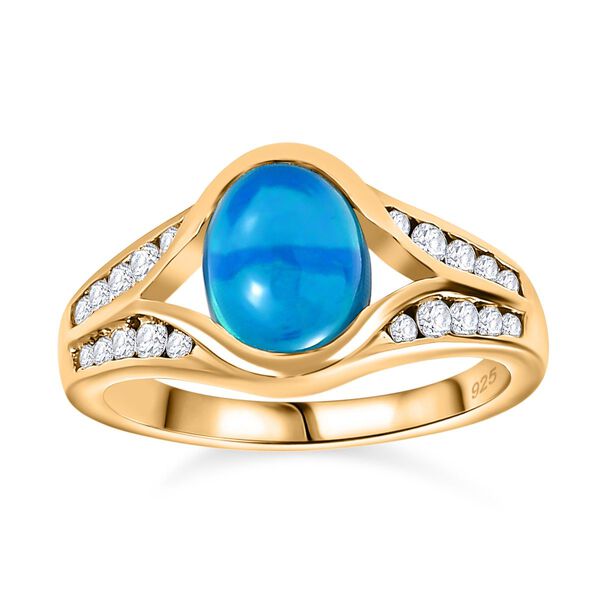 AA Miami blauer Welo Opal und Zirkon-Ring- 1,56 ct. image number 4