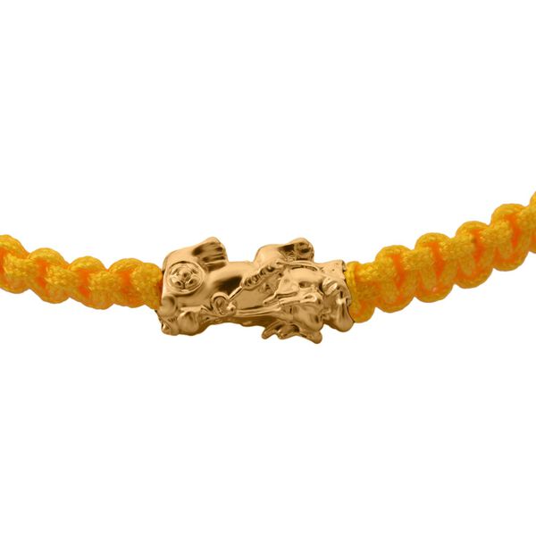 Flexibles, gelbes Fadenarmband mit Pixiu-Anhänger in 999 Gold, 18cm image number 2