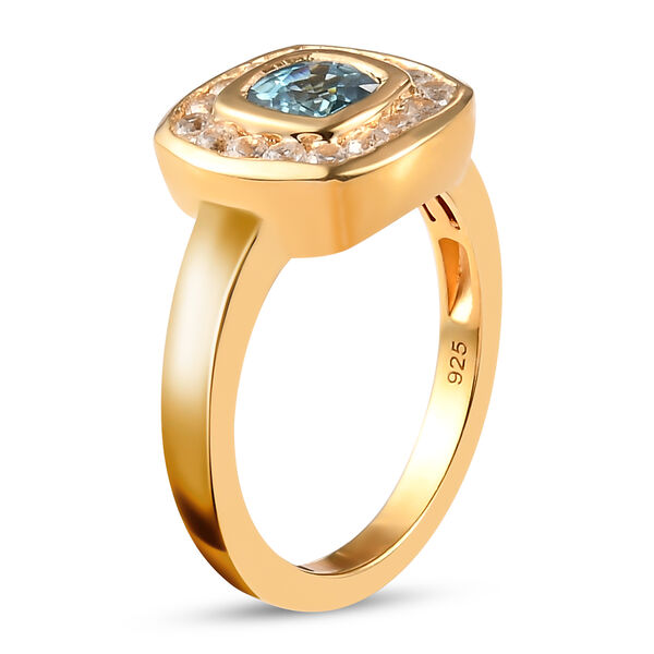 Kambodschanischer blauer Zirkon und Weißer Zirkon Ring 925 Silber vergoldet image number 5