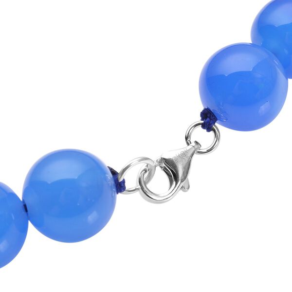 Blaue Achat Halskette, ca. 45 cm, 925 Silber rhodiniert ca. 306,00 ct image number 5