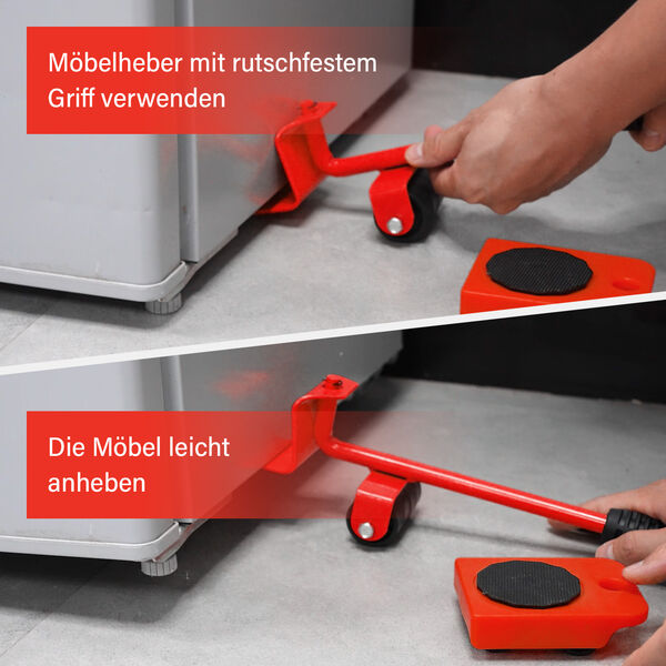 5er-Set Möbelroller, rot image number 2