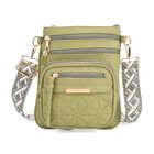 Crossbody-Tasche mit mehreren Fächern, 19x22?cm, Grün-Grau mit gemustertem Schultergurt, grün