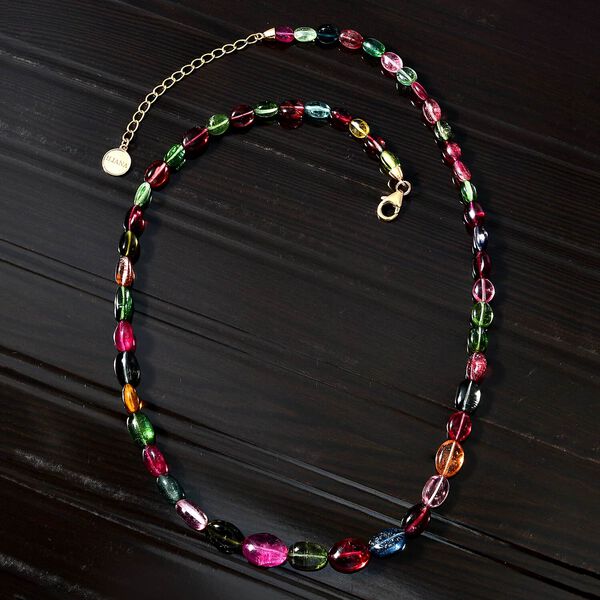 ILIANA zertifiziert und gepr&uuml;ft AAA Multi-Turmalin Halskette in 750 Gold, 45cm - 116,96 ct. image number 3