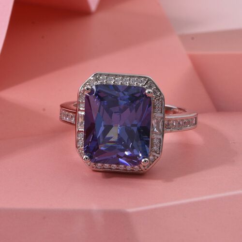 Lustro Stella Blauer Zirkonia, Weißer Zirkonia Ring 925 Silber rhodiniert (Größe 21.00) image number 1