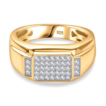 Moissanit Ring 925 Silber vergoldet (Gr&ouml;&szlig;e 18.00) ca. 0,41 ct