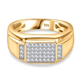 Moissanit Ring 925 Silber vergoldet (Größe 18.00) ca. 0,41 ct