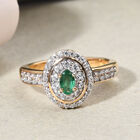 Sambischer Smaragd und Zirkon-Ring, 925 Silber Gelbgold Vermeil  ca. 0,79 ct image number 1