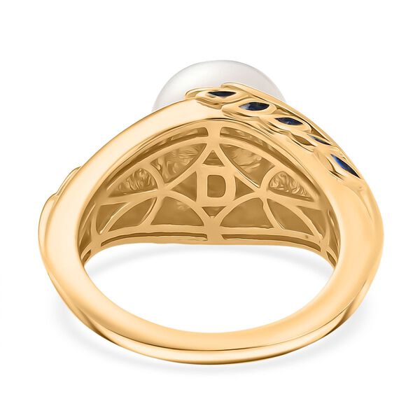 D'Joy Süßwasser Perle Ring 925 Silber 750 Gelb Vergoldet (Größe 17.00) 7.00 ct image number 5