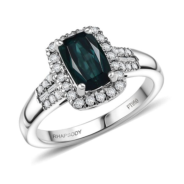 Rhapsody AAAA Indicolite, Wei&szlig;er Diamant Ring 950 Platin (Gr&ouml;&szlig;e 16.50) ca. 1,71 ct image number 0
