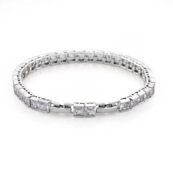 Wei&szlig;es Zirkonia-Armband in Silberton, 18+2,5cm