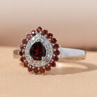 Anthill Granat und Zirkon Halo Ring 925 Silber platiniert  ca. 0,99 ct image number 1