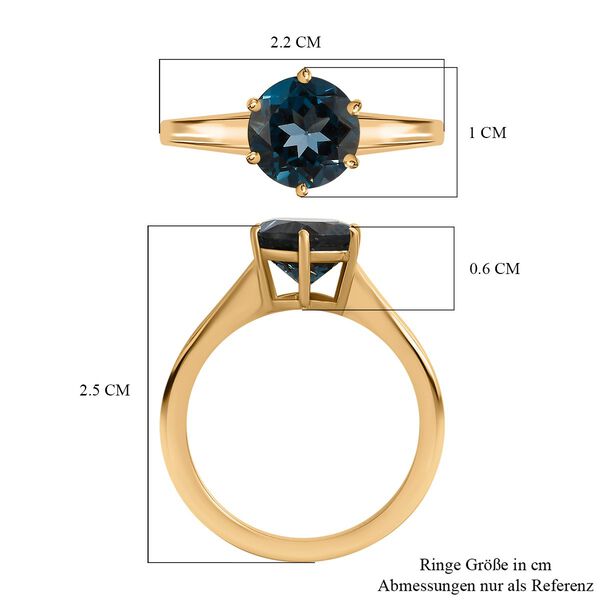 London Blautopas Ring, 925 Silber vergoldet, ca. 2.25 ct image number 7