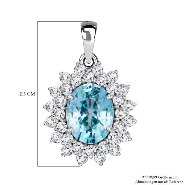 AAA Blauer Zirkon, Lab Grown Diamant Anhänger 375 Gold Weiß ca. 5,14 ct. image number 5