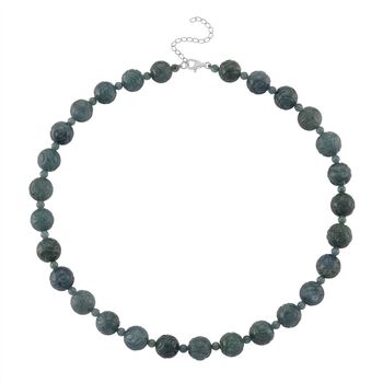 D'Joy Nat&uuml;rlicher Olmek Jadeit Halskette ca. Flexibles cm 925 Silber rhodiniert ca. 400.00 ct