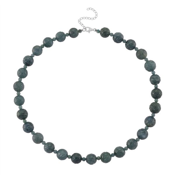 D'Joy Nat&uuml;rlicher Olmek Jadeit Halskette ca. Flexibles cm 925 Silber rhodiniert ca. 400.00 ct image number 3