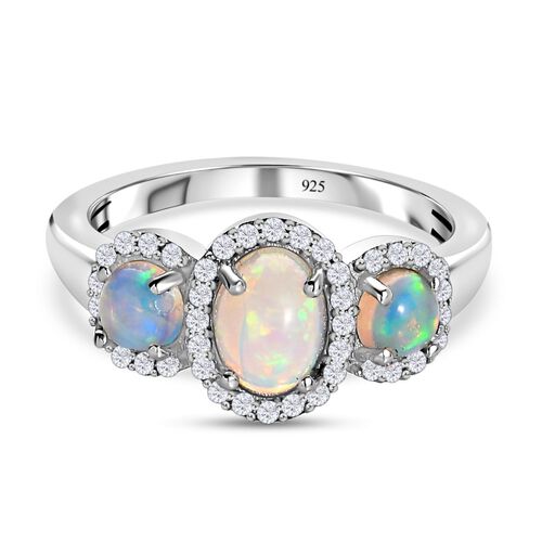Natürlicher, äthiopischer Welo Opal Ring, 925 Silber platiniert (Größe 17.00) ca. 1.35 ct image number 0