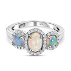 Natürlicher, äthiopischer Welo Opal Ring, 925 Silber platiniert (Größe 17.00) ca. 1.35 ct