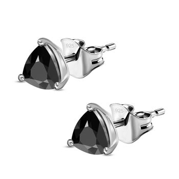 Schwarze Spinell Ohrringe, 925 Silber ca. 1.93 ct
