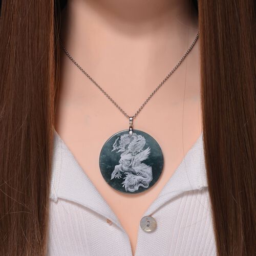 Natürlicher Olmek Jadeit Anhänger mit Kette, 925 Silber rhodiniert ca. 196.00 ct image number 1