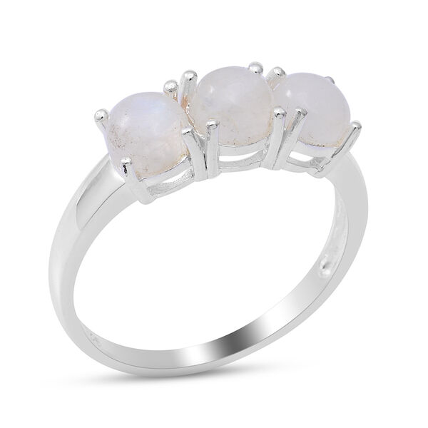 Regenbogen Mondstein 3 Stein Ring 925 Silber platiniert  ca. 3,11 ct image number 2